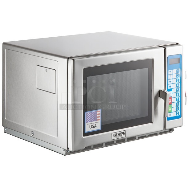 BRAND NEW SCRATCH AND DENT! 2023 Solwave SWA21T Ameri-Series Medium-Duty Stainless Steel Commercial Microwave with Push Button Controls. 208/240 Volts, 1 Phase.