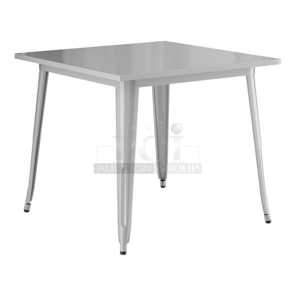 3 BRAND NEW SCRATCH AND DENT! Lancaster Table & Seating 164DA3636SIL Alloy Series 36" x 36" Nickel Gray Standard Height Outdoor Table. 3 Times Your Bid! May Be Missing Pieces.  - Image 1 of 5