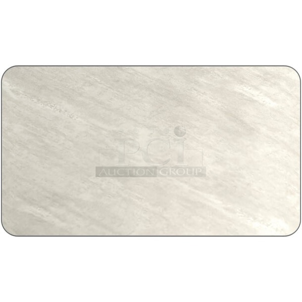 BRAND NEW SCRATCH AND DENT! Lancaster Table & Seating 3492442TSLT 24" x 42" Rectangular Reversible White / Gray Slate Laminated Table Top. May Be Missing Pieces.  - Image 1 of 3