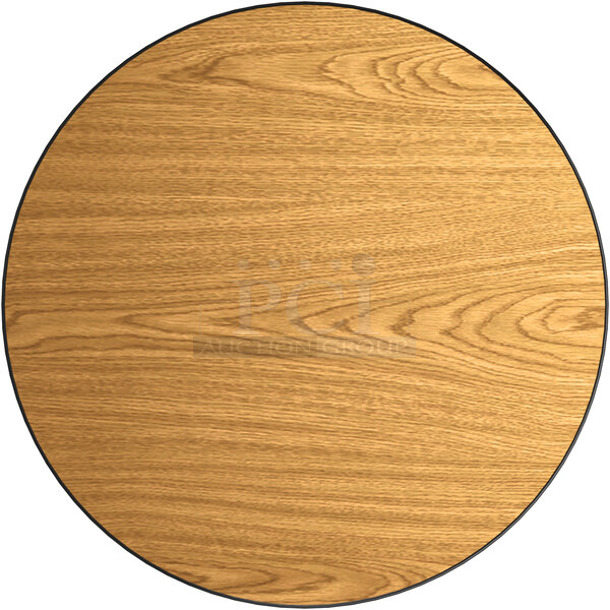 4 BRAND NEW SCRATCH AND DENT! Lancaster Table & Seating 34930RT 30" Laminated Round Table Top Reversible Walnut / Oak. 4 Times Your Bid! - Image 1 of 3