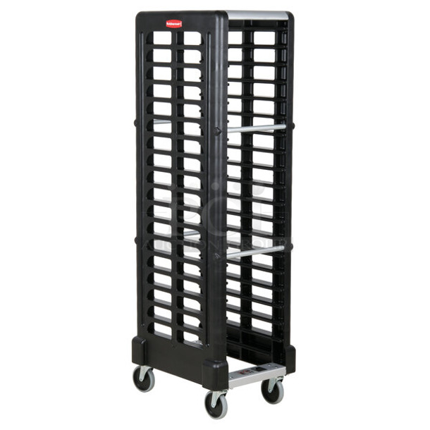 BRAND NEW SCRATCH AND DENT! Rubbermaid 3317-00 FG331700BLA ProServe 18 Pan Black Max System End Load Steam Table Pan Rack - Unassembled - Image 1 of 3