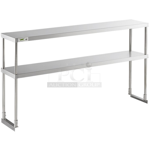 2 BRAND NEW SCRATCH AND DENT! Items; Regency 600DOS1260 Stainless Steel Double Deck Overshelf - 12" x 60" x 32" and Regency 600DOS1860 Stainless Steel Double Deck Overshelf - 18" x 60" x 32". 2 Times Your Bid! May Be Missing Pieces.  - Image 1 of 4