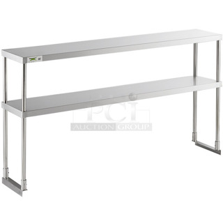 2 BRAND NEW SCRATCH AND DENT! Items; Regency 600DOS1260 Stainless Steel Double Deck Overshelf - 12" x 60" x 32" and Regency 600DOS1860 Stainless Steel Double Deck Overshelf - 18" x 60" x 32". 2 Times Your Bid! May Be Missing Pieces. 