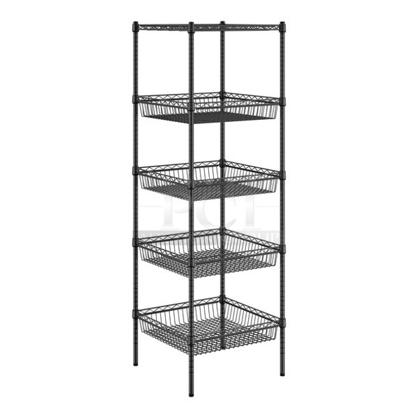 2 BRAND NEW SCRATCH AND DENT! Regency 460EB2448 NSF 24" Wide Black Epoxy Stationary 4 Basket and 1 Shelf Kit. 2 Times Your Bid! May Be Missing Pieces.  - Image 1 of 4