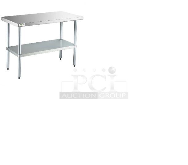 2 BRAND NEW SCRATCH AND DENT! Items Including Regency 600T2448G 24" x 48" 18-Gauge 304 Stainless Steel Commercial Work Table with Galvanized Legs and Undershelf. May Be Missing Pieces. 2 Times Your Bid!  - Image 1 of 4