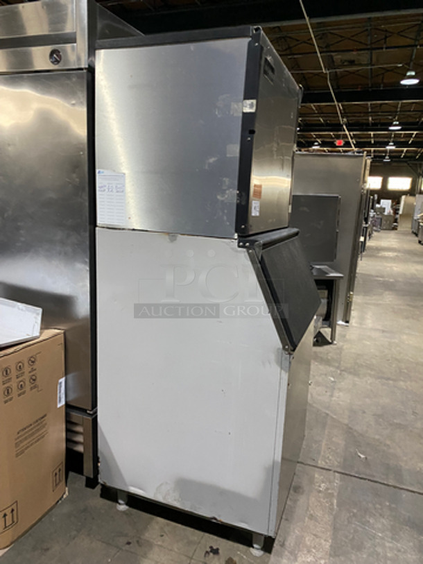 Ice-O-Matic Commercial Ice Making Machine Head! All Stainless Steel Body! On Commercial Ice Bin! On Legs! 2x Your Bid Makes One Unit! Model: ICE1006HW4 SN: 14101280011399 208/230V 60HZ 1 Phase - Image 3 of 9