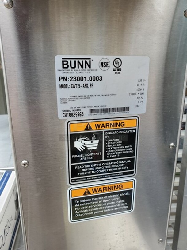 BUNN CW Series Brewer Machine|120V. - Image 3 of 4