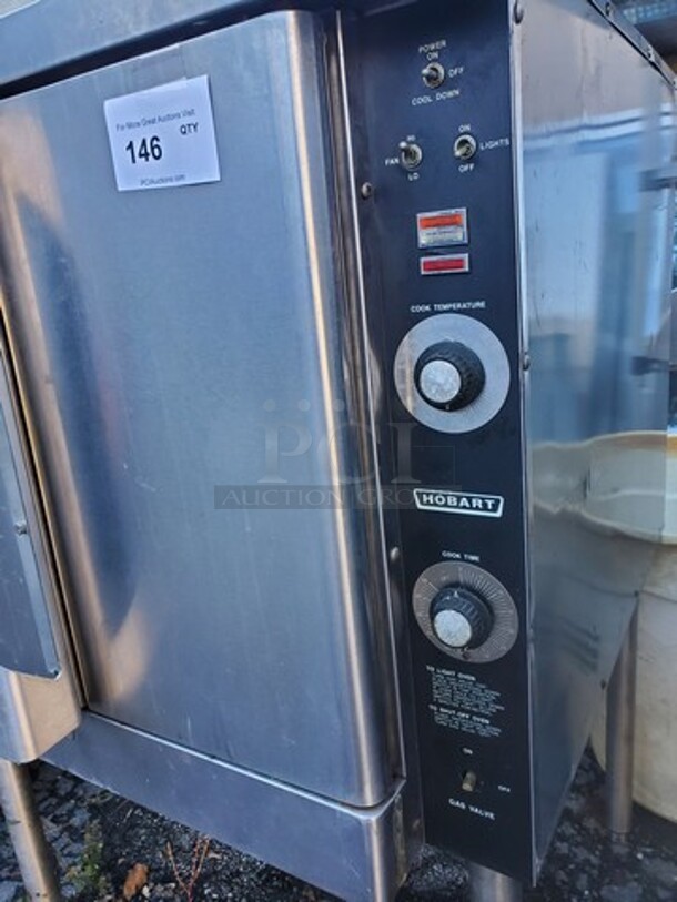 Hobart Natural Gas Full Size Single Deck Convection  38X36X55 (missing one Knob) on legs!! - Image 4 of 9