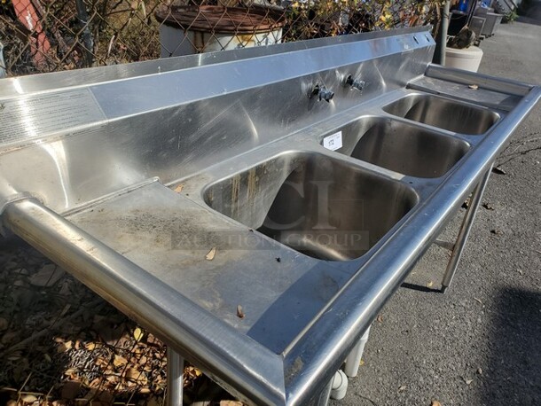 EAGLE 3 Compartment Sink (no faucet) 76X22X38 - Image 2 of 8