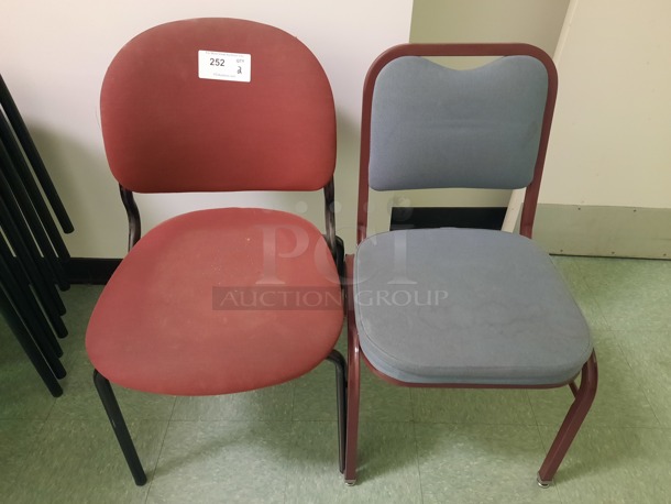Cushioned Chairs in Maroon and Gray. 2 Times Your Bid! (Main Building) 