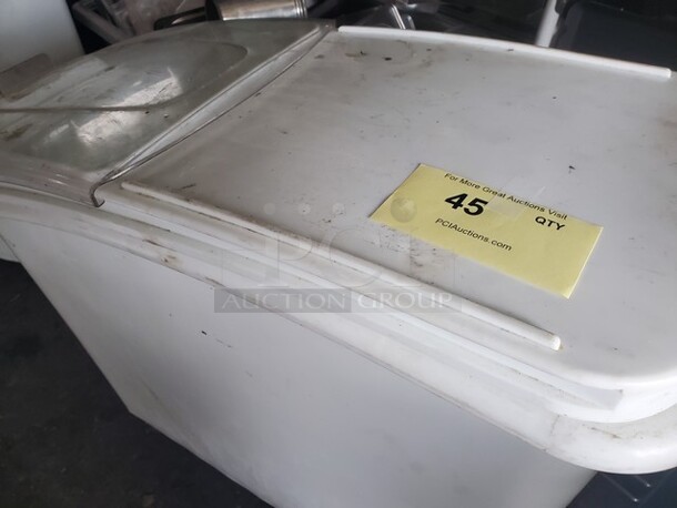 Baker's Mark Commercial Storage/Ingredient Bin, 6.6 Gallons Capacity Ingredient Storage Bin, On Wheels, White Shelf Ingredient Bin and Sliding Lid 30WX12DX27H - Image 2 of 2