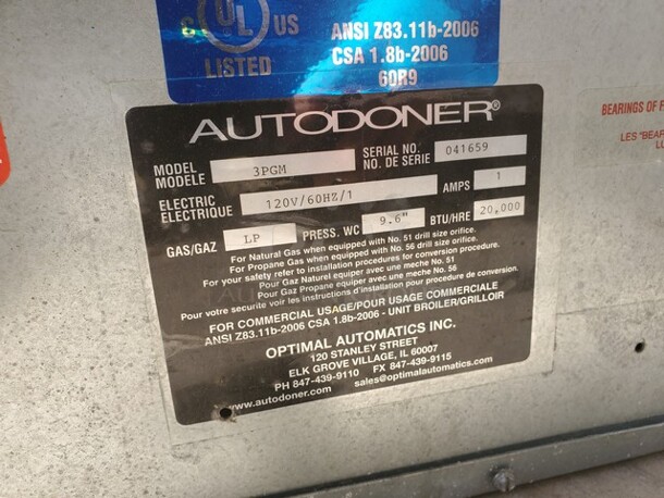 Optimal Automatics 3PGM Autodoner LP Gas 35 lb. Vertical Broiler/	
Gas Gyro Machine,120V/1 PH Very nice condition! - Image 4 of 5