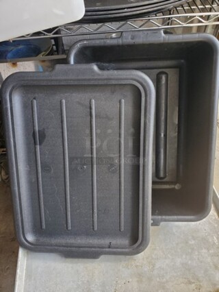 Black 20" x 15" x 7" Heavy Duty Polyethylene Plastic Bus Tub BIDX3