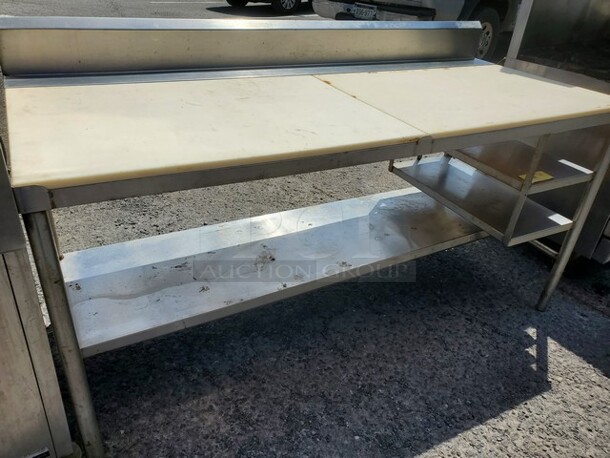 72" Poly Top Stainless Steel Worktable W/ Undershelf  - Image 7 of 7