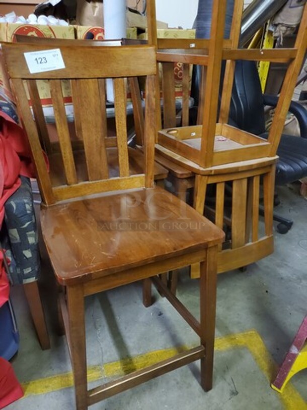  Wooden Restaurant Barstool BIDX4 - Image 1 of 2