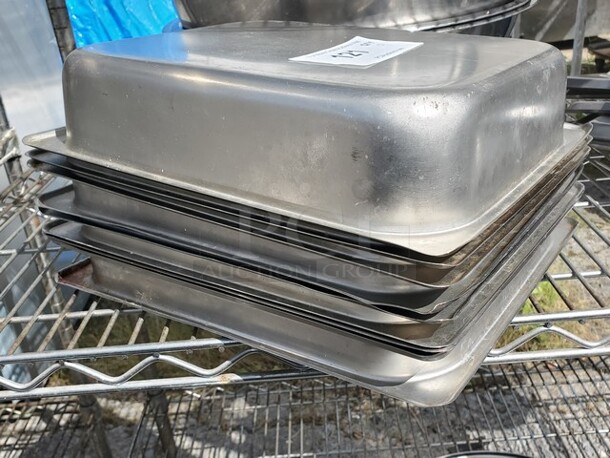 Lot of 9 Stainless Steel Food Pans *without lids* - Image 1 of 5