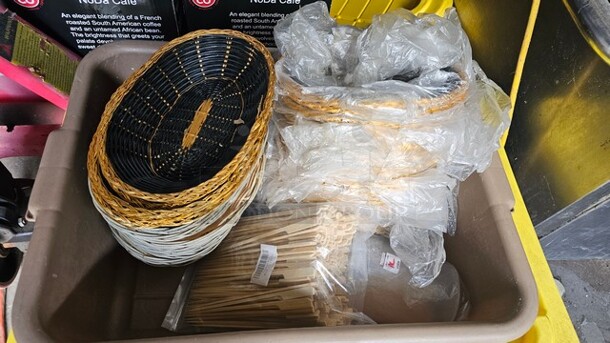 Lot of Miscellaneous Baskets and Wood Stirrers  - Image 4 of 4