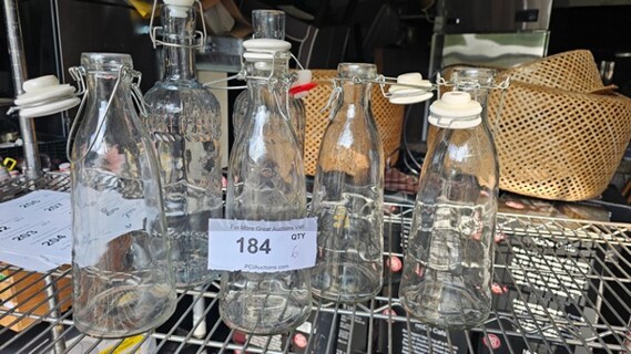 Lot of 6 Miscellaneous Flip Top Glass Bottles