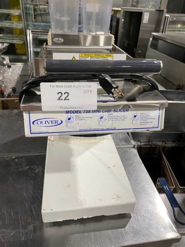 Oliver Commercial Countertop Mini Chip Slicer! Model: 738 SN: 189014 115V 60HZ 1 Phase - Image 1 of 8