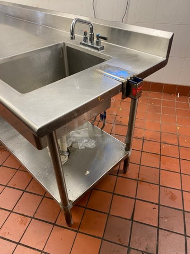 Solid Stainless Steel Work Top/ Prep Table! With Built In Hand Sink! With Faucet And Handles! With Back Splash! With Storage Space Underneath! On Legs! - Image 3 of 8
