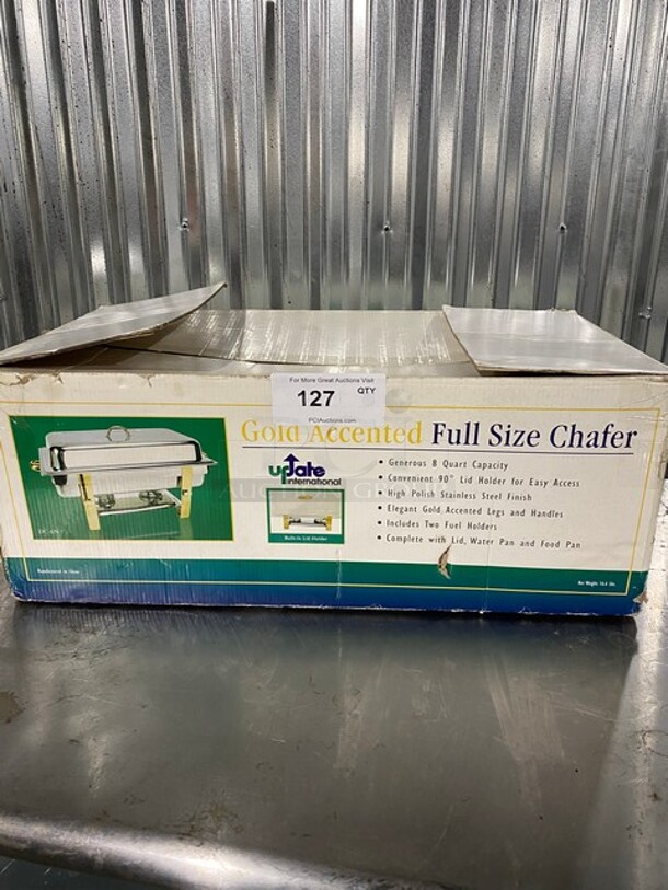 Gold Accented Full Size Chafer! - Image 1 of 9