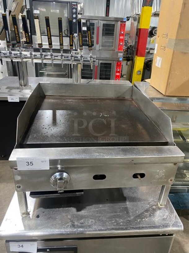 Jade Range Commercial Countertop Natural Gas Powered Flat Top Griddle! With Back And Side Splashes! All Stainless Steel! On Small Legs! - Image 1 of 8