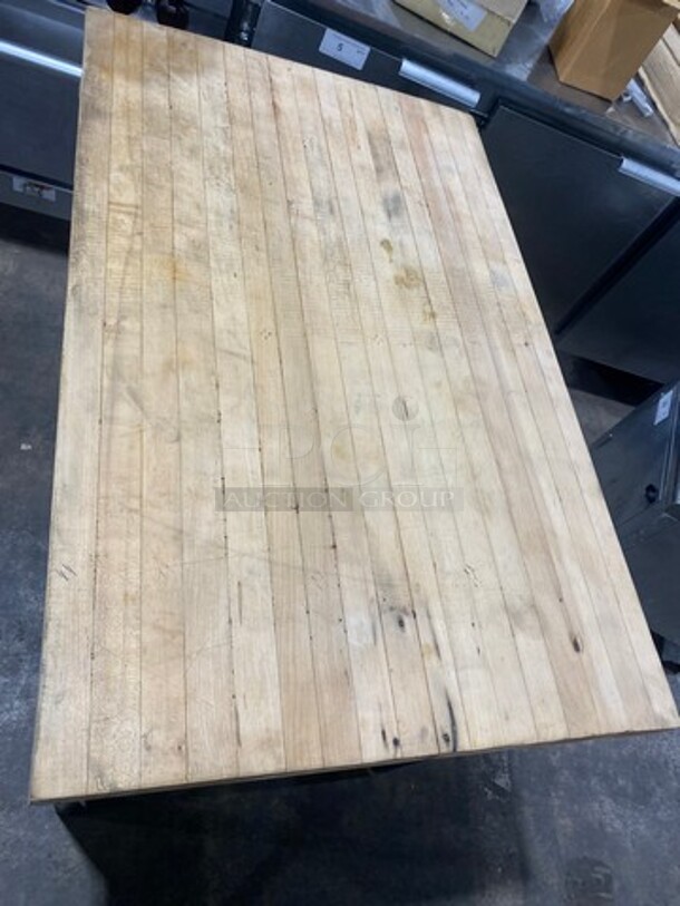 Commercial Butcher Block Table! With Storage Space Underneath! Stainless Steel Body! On Legs! - Image 6 of 7