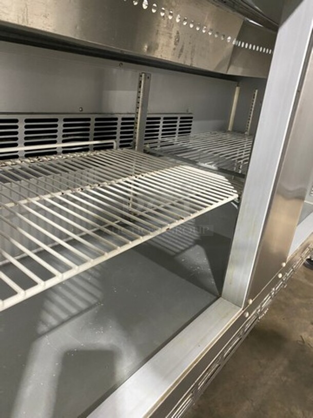 Commercial Refrigerated Mega Top Sandwich Prep Table! With 2 Door Storage Space Underneath! Poly Coated Racks! All Stainless Steel! On Casters! Model: SPE6016 SN: 10904853 115V 60HZ 1 Phase - Image 6 of 9
