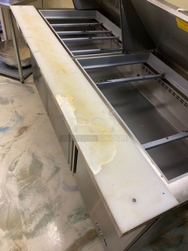 LATE MODEL! 2022 Asber Commercial Refrigerated Sandwich Prep Table! With Commercial Cutting Board! With 3 Door Underneath Storage Space! All Stainless Steel! On Casters! WORKING WHEN REMOVED! Model: APTM7230HC SN: 8102495185 115V 60HZ 1 Phase - Image 9 of 9
