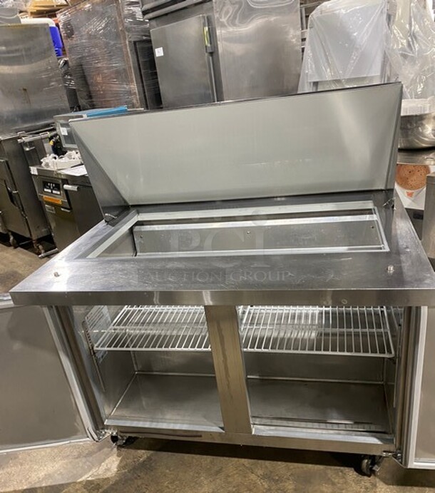 Coldline All Stainless Steel Refrigerated Mega Top Sandwich Prep Table! With Two Door Underneath Storage Space! On Casters! - Image 5 of 8