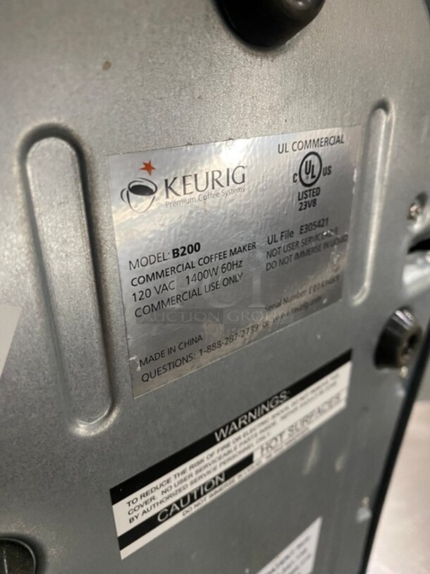 Keurig Commercial Countertop Single Coffee Brewer! Model B200! 120V! - Image 8 of 9