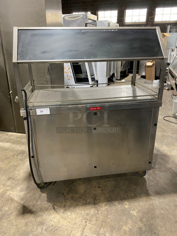 Carroll Commercial Food Warming Display Station! With Sneeze Guard! All Stainless Steel! On Casters! Model: HFT2648 SN: 00036 120V 60HZ 1 Phase