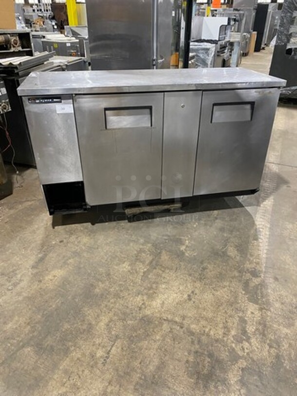 True Commercial 2 Door Bar Back Cooler! With Solid Doors! All Stainless Steel! Model: TBB3S SN: 12682008! 115V 60HZ 1 Phase!