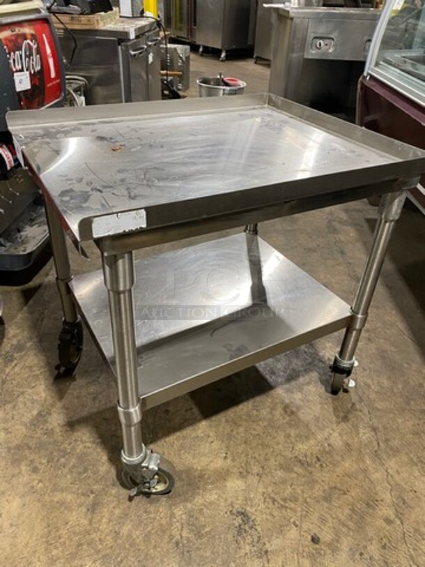 All Stainless Steel Equipment/Grill Stand Table! With Back And Side Splashes! With Storage Space Underneath! On Casters! - Image 2 of 6
