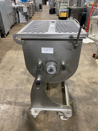 AMAZING! 2016 Sirman Commercial Floor Style Electric Powered 170LBS Meat Mixer Seasoning Machine! All Stainless Steel! WORKING WHEN REMOVED! Model IP80BAXP Serial 16L00191! 220V 1Phase! On Casters!