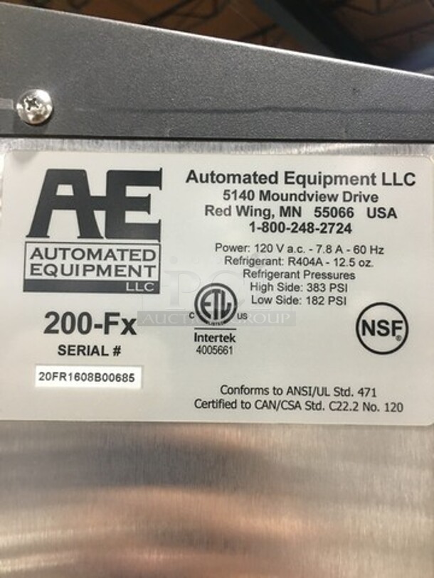NICE! RARE FIND! NEW!  Automated Equipment Commercial Frozen Fry Dispenser! Stainless Steel! On Casters! Model: 200FX SN: 20FR1608B00685 120V - Image 10 of 12