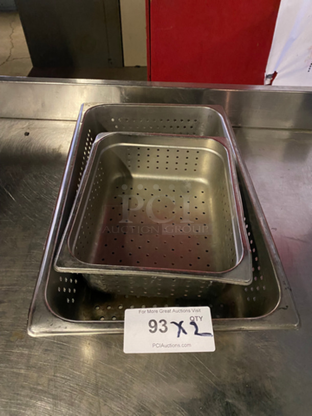 Assorted Size Stainless Steel Perforated Pans! 2x your Bid!