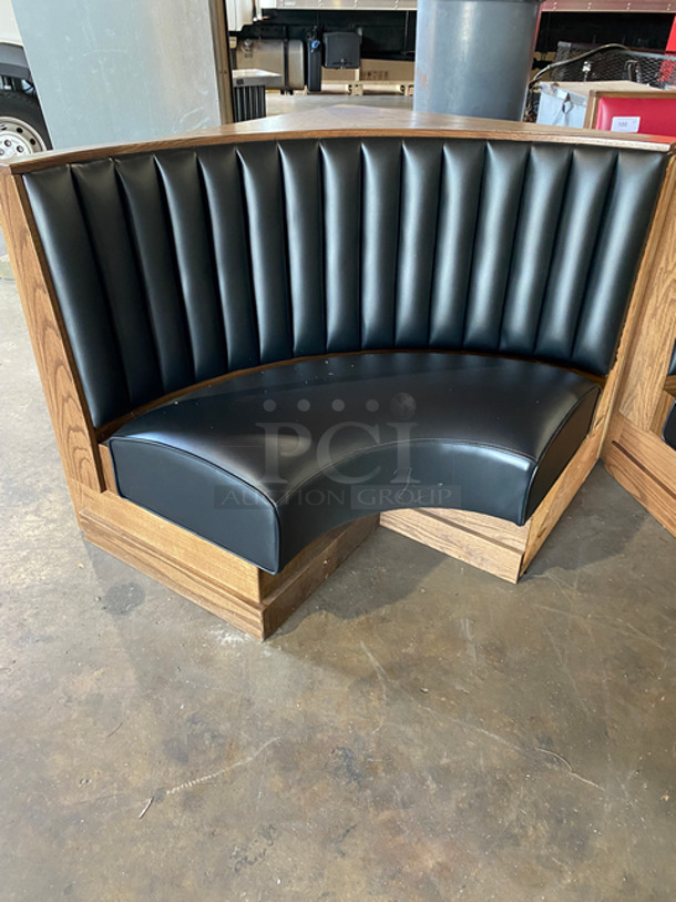 NEW! Single Sided Curved Black Cushioned Booth Seat! With Wooden Outline! Perfect For In The Corner Placement! Can Be Connected With Any Of The Booths Listed! 2x Your Bid! - Image 3 of 9