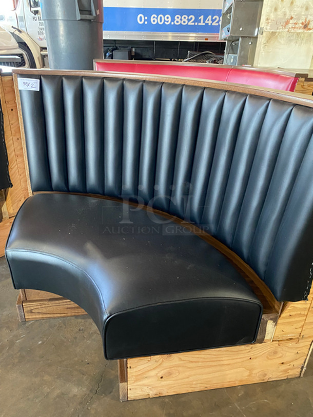 NEW! Single Sided Curved Black Cushioned Booth Seat! With Wooden Outline! Perfect For In The Corner Placement! Can Be Connected With Any Of The Booths Listed! 2x Your Bid! - Image 6 of 9
