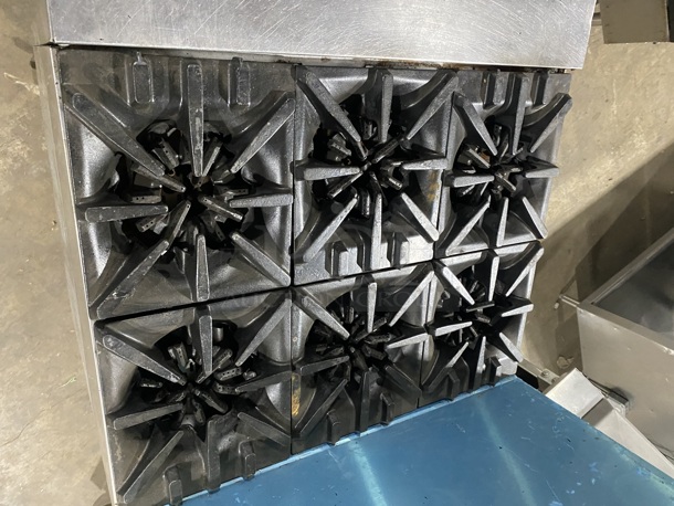 Garland Commercial Natural Gas Powered 6 Burner Stove! With Raised Back Splash! With Oven Underneath! Metal Oven Rack! All Stainless Steel! On Casters! - Image 5 of 9