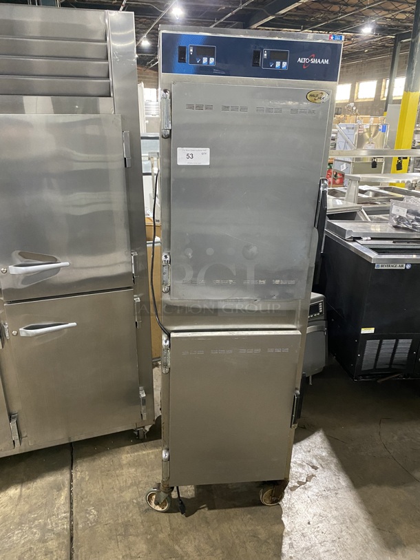 AUTO-SHAAM Stainless Steel 2 Door Halo Heat Holding Cabinet W/ Stainless Steel Trays! On Casters! Model 1000-UP Serial 1001310-000 208V-240V/60Hz/1 Phase! Working When Removed!  - Image 1 of 9