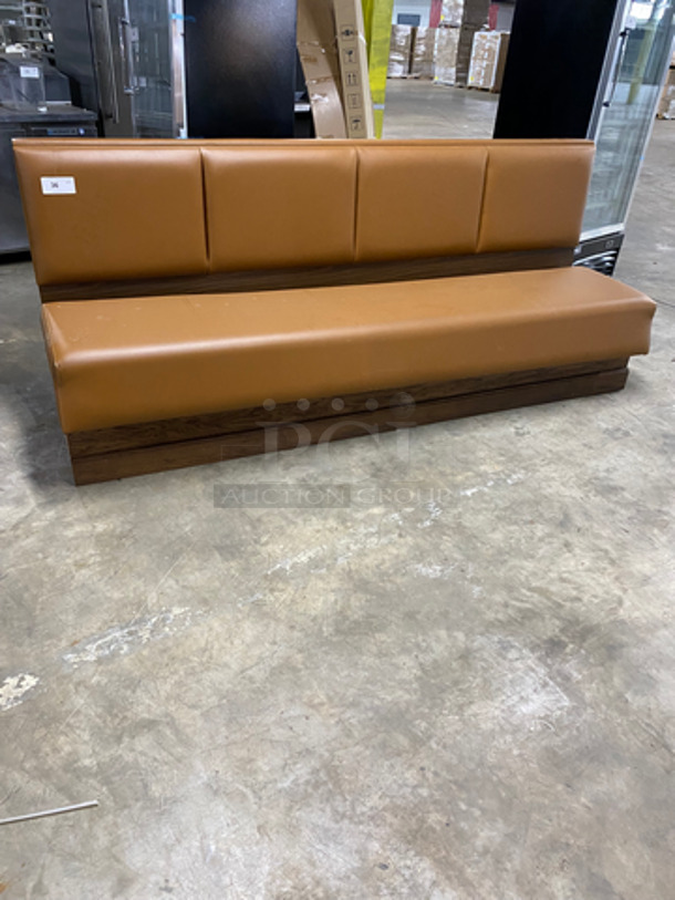 NEW! Single Sided Light Brown Cushioned Booth Seat! With Wooden Outline! Perfect For Up Against The Wall! Can Be Connected With Any Of The Booths Listed!