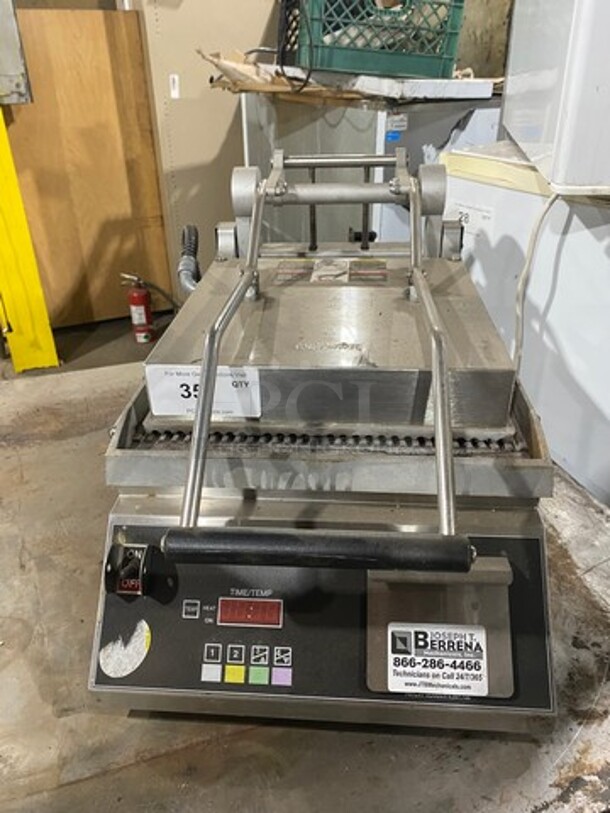 Star Commercial Countertop Panini/Sandwich Grill! With Ribbed Press! All Stainless Steel! Model: CG14E SN: GGT140614A0050 120V - Image 1 of 9