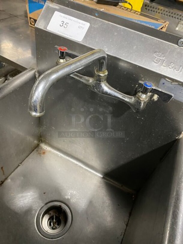 L&J Commercial Single Compartment Sink! With Faucet! All Stainless Steel! On Legs! - Image 7 of 8