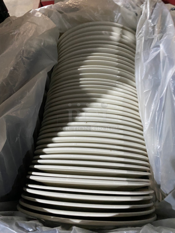 Homer Laughlin White Ceramic Plates! Includes Black Poly Crate! - Image 2 of 7