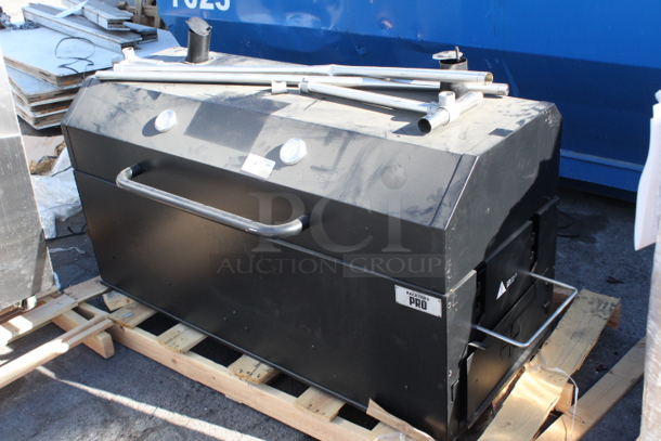 BRAND NEW SCRATCH & DENT! Backyard Pro 554SMOKR60AS 60" Charcoal / Wood Smoker Grill with Adjustable Grates and Dome - Assembled. 60 x 24 x 54 1/2 - Image 3 of 8