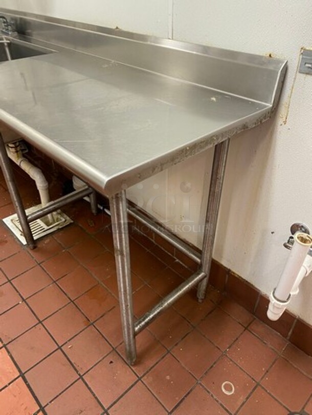 Commercial 2 Compartment Sink! With Dual Side Drain Board! With Back Splash! With Faucet And Handles! All Stainless Steel! On Legs! - Image 2 of 7