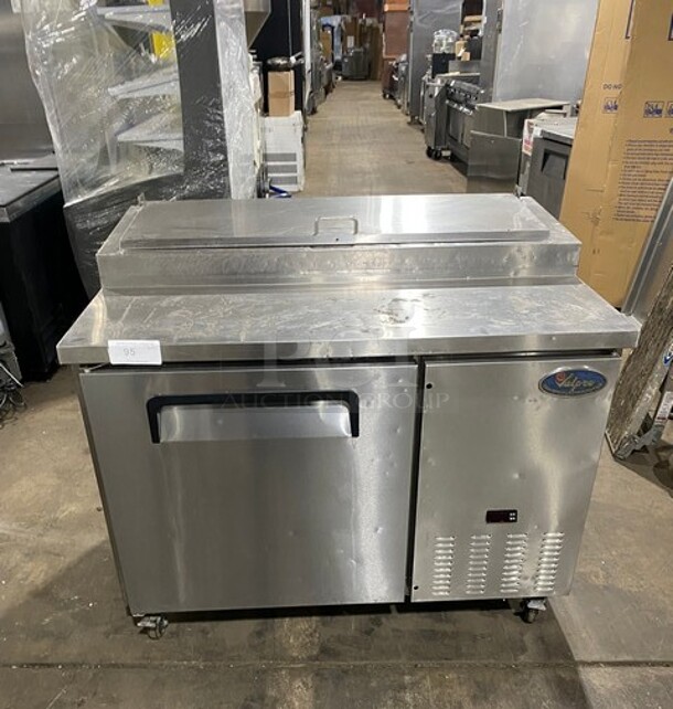 Valpro Commercial Refrigerated Pizza Prep Table! With Single Door Storage Space! All Stainless Steel! On Casters! Model: VPP44 SN: 8004233 115V 1 Phase