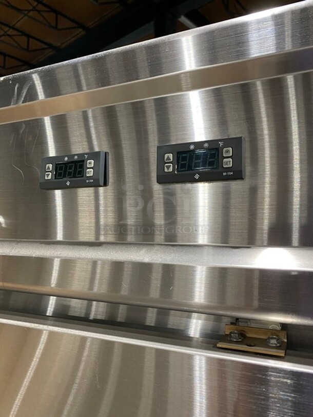CoolTech Commercial Stainless Steel Reach In Half Cooler/Half Freezer Combo! On Casters! MODEL J2SRF-20B SN RF200505043 115V 1PH - Image 9 of 12