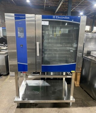 2015 Electrolux Air-O-Steam Electric Touch Line Combi Convection Oven! With View Through Door! Metal Oven Racks! With Open Underneath Storage Space! All Stainless Steel! On Legs! MODEL AOS102EKM1 SN:54810001 208V 3PH 